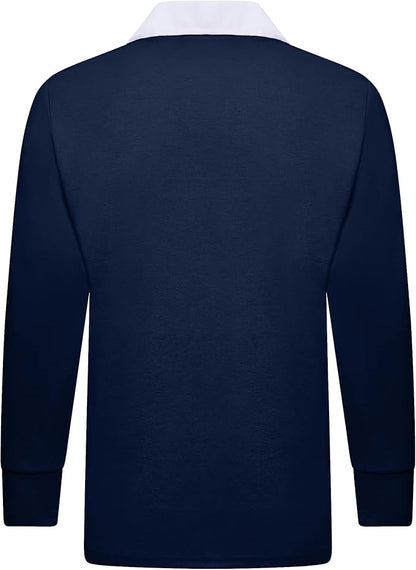 Men's Plain Rugby Long Sleeve Sports Jersey | S to 5XL | Multicolored