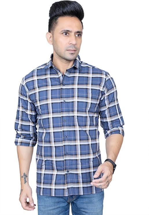 Men's Plaid Long Sleeve Button Down Casual Checked Outdoor Shirt  | S to XXL | Multicolor