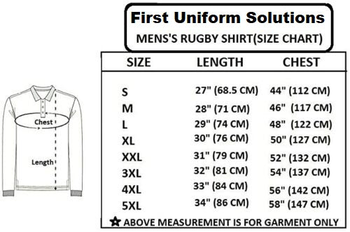 Men’s Six Nation Rugby Long Sleeve Sports Jersey | Embroidered Logo | Size S to 5XL | Multicolor