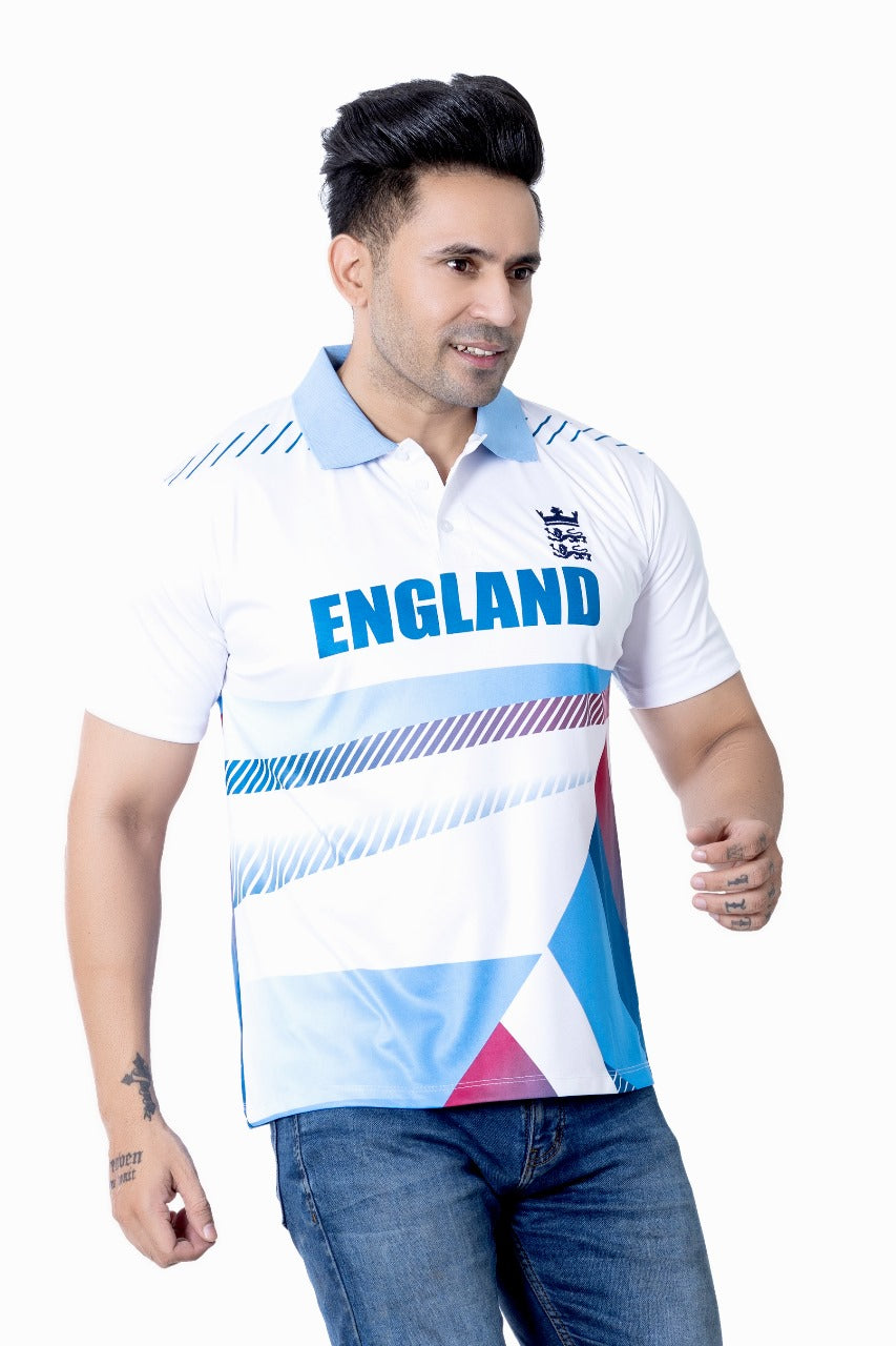 Men's England Cricket World Cup Fan Jersey | Short Sleeve Polo T-Shirt | S to XXL