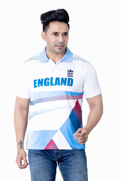 Men's England Cricket World Cup Fan Jersey | Short Sleeve Polo T-Shirt | S to XXL