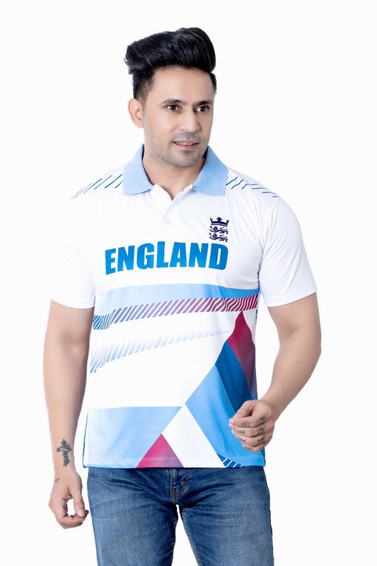 Men's England Cricket World Cup Fan Jersey | Short Sleeve Polo T-Shirt | S to XXL