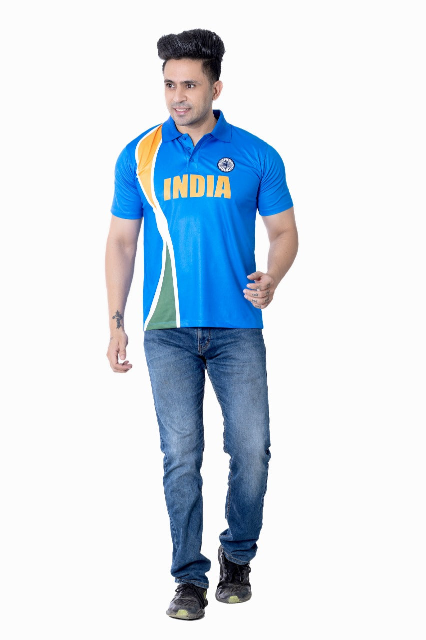 Men's India Cricket World Cup Fan Jersey | Short Sleeve Polo T-Shirt |  S to XXL