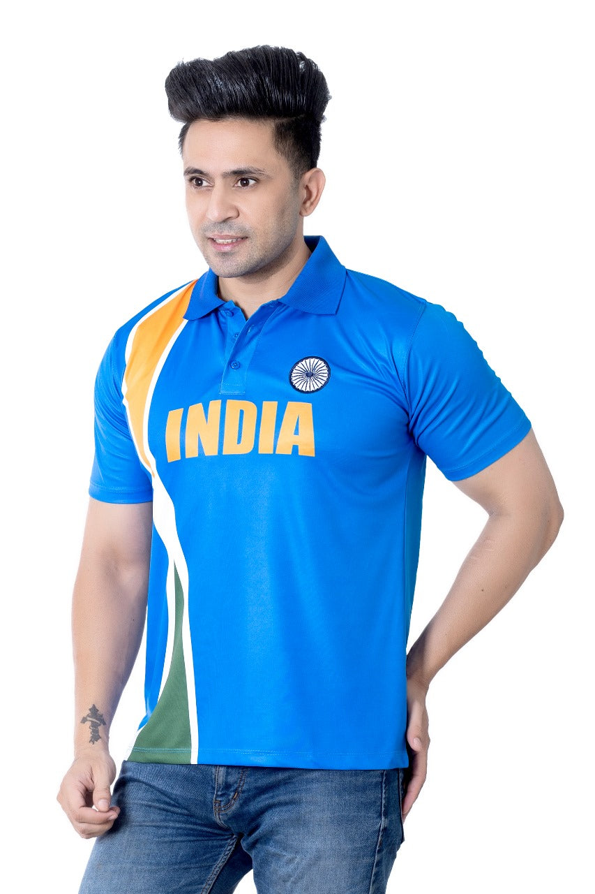 Men's India Cricket World Cup Fan Jersey | Short Sleeve Polo T-Shirt |  S to XXL