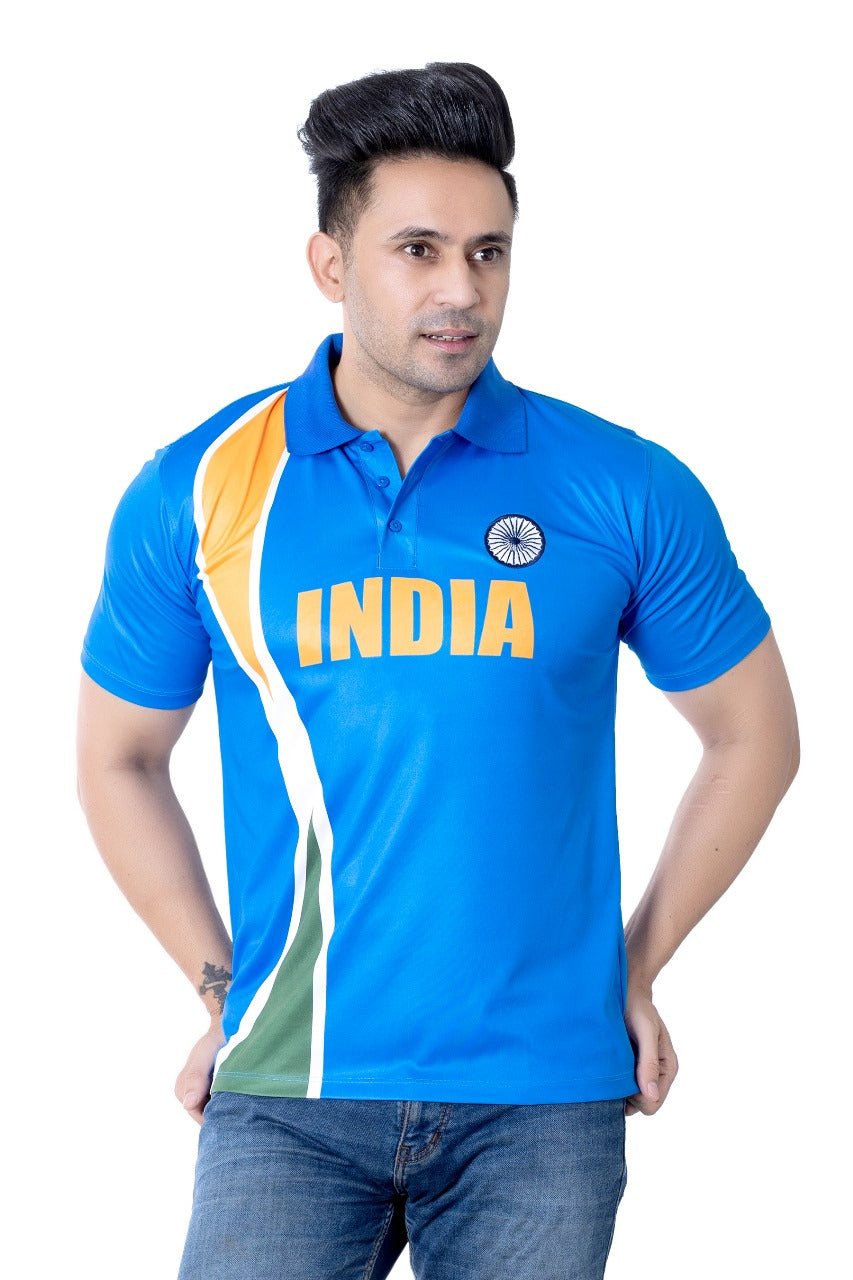 Men's India Cricket World Cup Fan Jersey | Short Sleeve Polo T-Shirt |  S to XXL